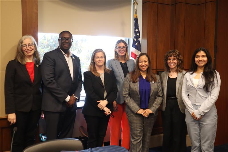 From Left to Right: Karen Ehrens and Eric Mitchell (Alliance to End Hunger); Dr. Jessica Lazerov (DC American Academy of Pediatrics); Dr. Georgia Machell (National WIC Association); Heather Taylor (Bread for the World); Nell Menefee-Libey (National WIC Association); Jehimy Benitez (WIC mom and Breastfeeding Peer Counselor)